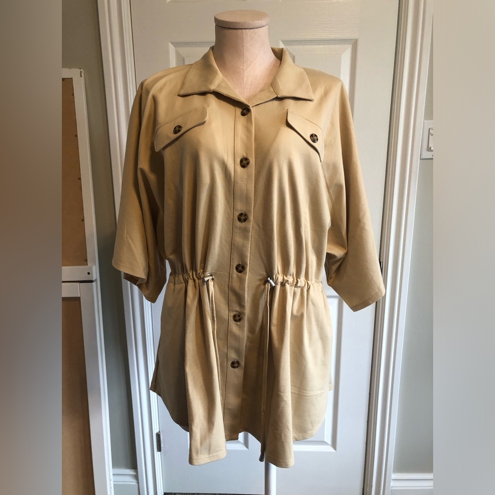 MarlaWynne Button Front Drawstring Shirt Jacket - Picture 7 of 8